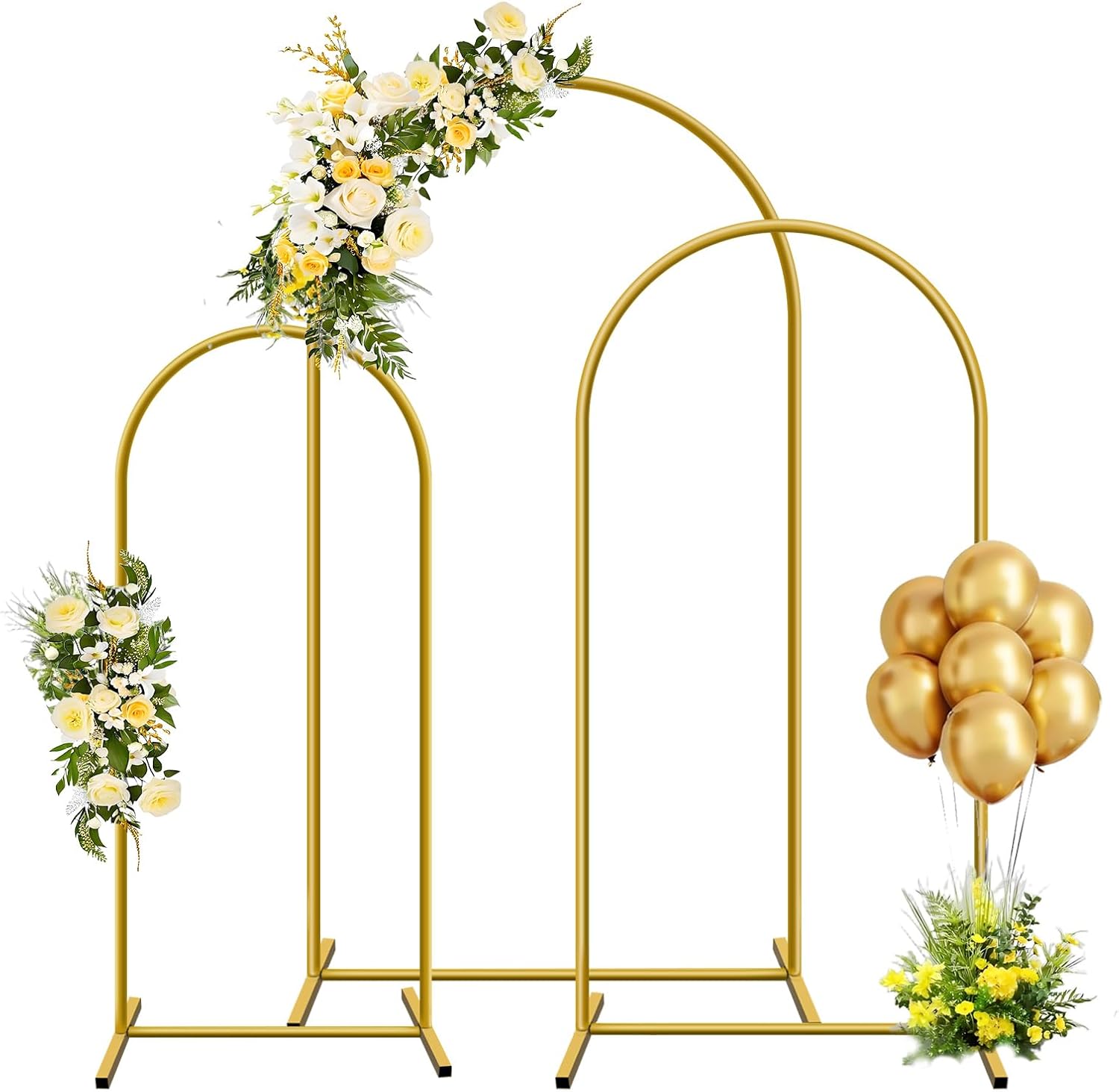 Wedding Balloon Arch - 1pc ゴールドメタルアーチ背景スタンドアーチフレームバルーン弓結婚式誕生日パーティーベビーシャワー卒業式装飾