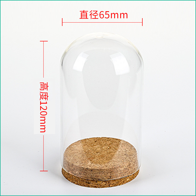 Wedding Zoo - 丸いコルクベースの透明なガラスのベルジャー,結婚式のディスプレイケース,日曜大工,d65xh120mm,36個