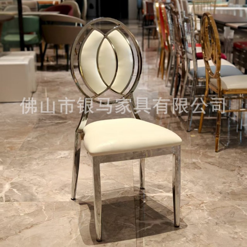 Wedding Supply Factory - 工場直送 ウェディングダイニングチェア ホテル宴会場 レストランチェア シルバー電気メッキ ソフトバッグレザー