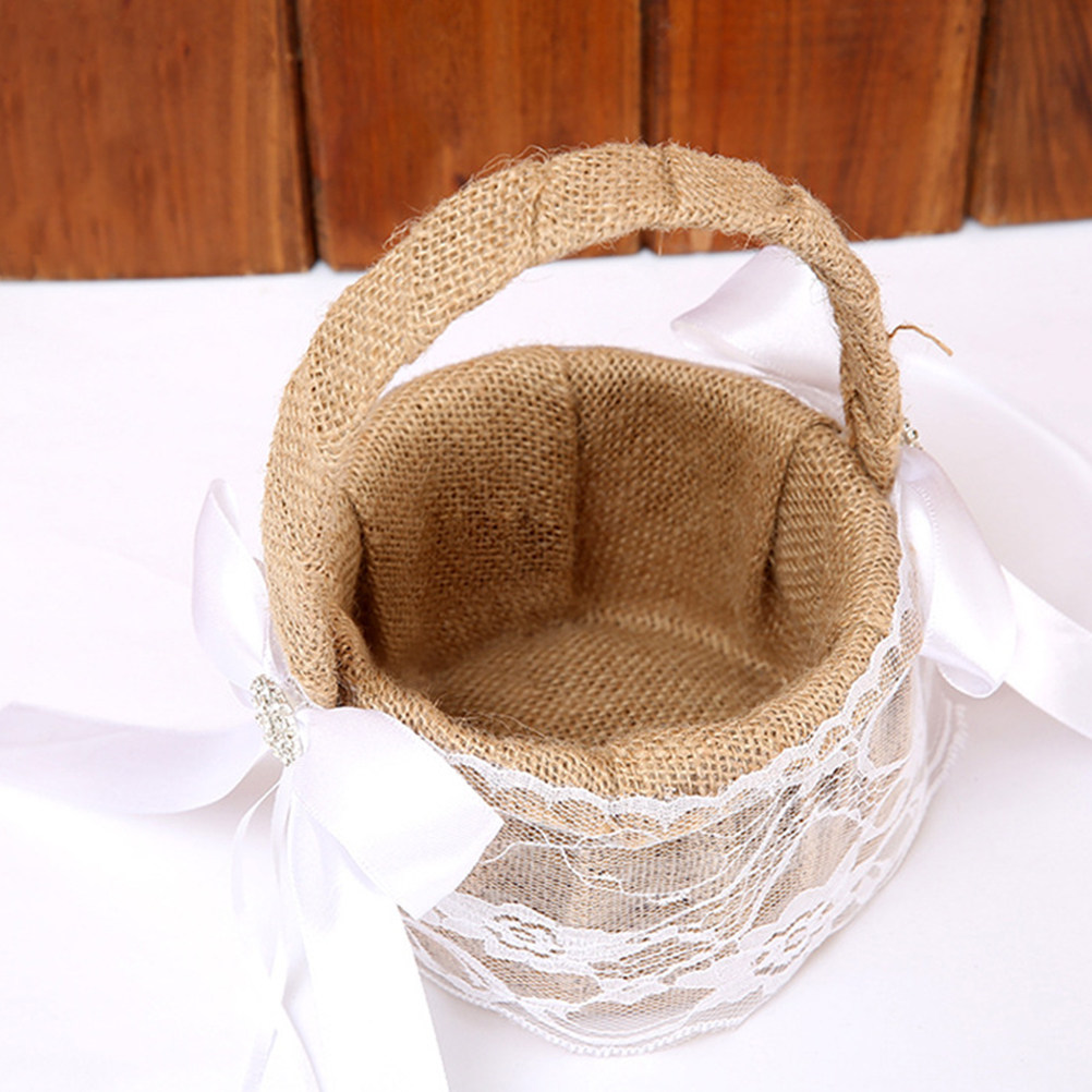 1セット ウェディングリングピロー レースリネン リボン結び - Wedding Ceremony Supply のレビューと価格
