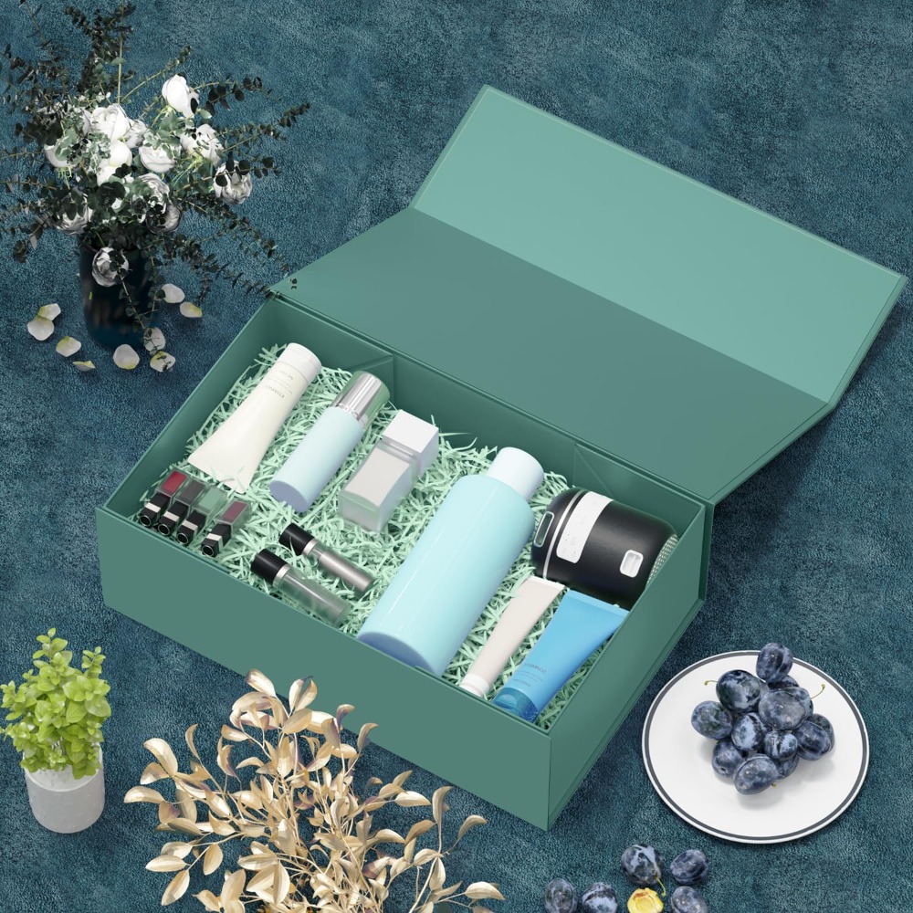 グリーンギフトボックス マグネット開閉式 折りたたみ式長方形 - Wedding Packaging のレビューと価格