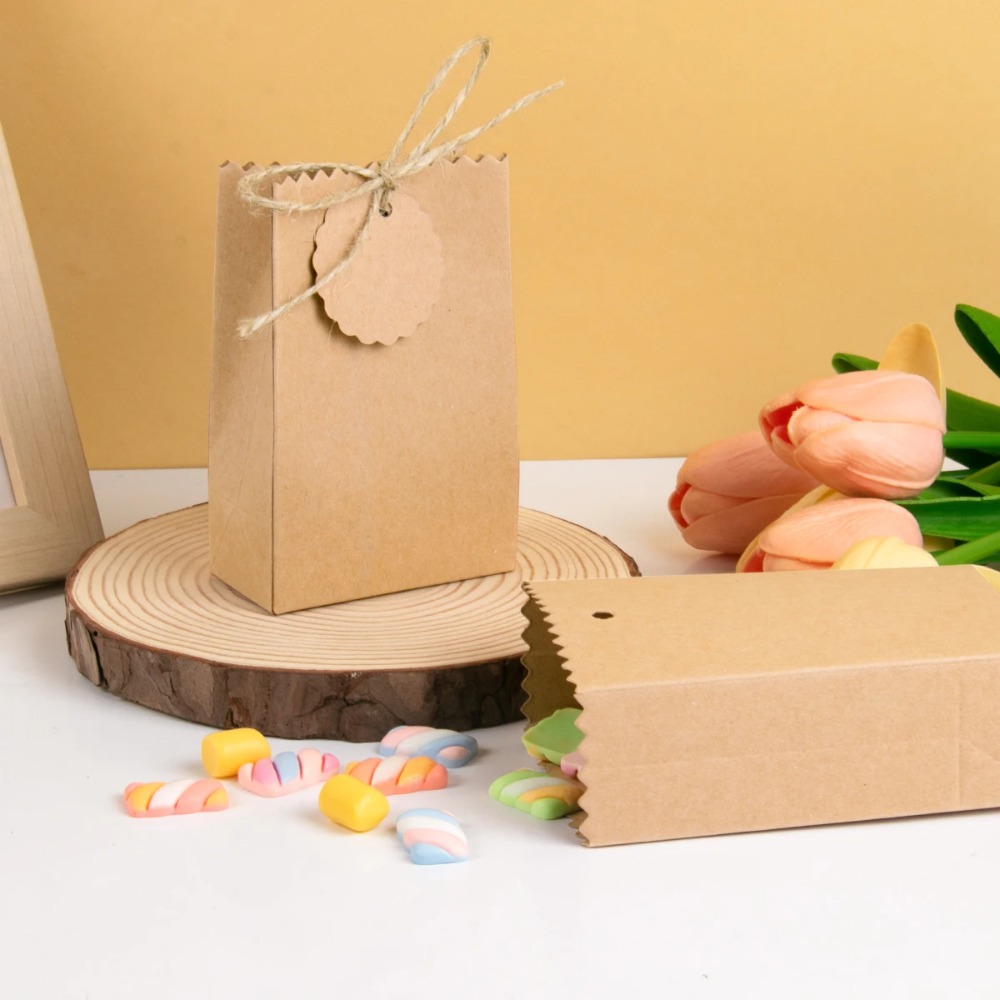 多機能レトロクラフト紙ギフトボックス、ロープタグ付き詰め替え - Wedding Packaging のレビューと価格