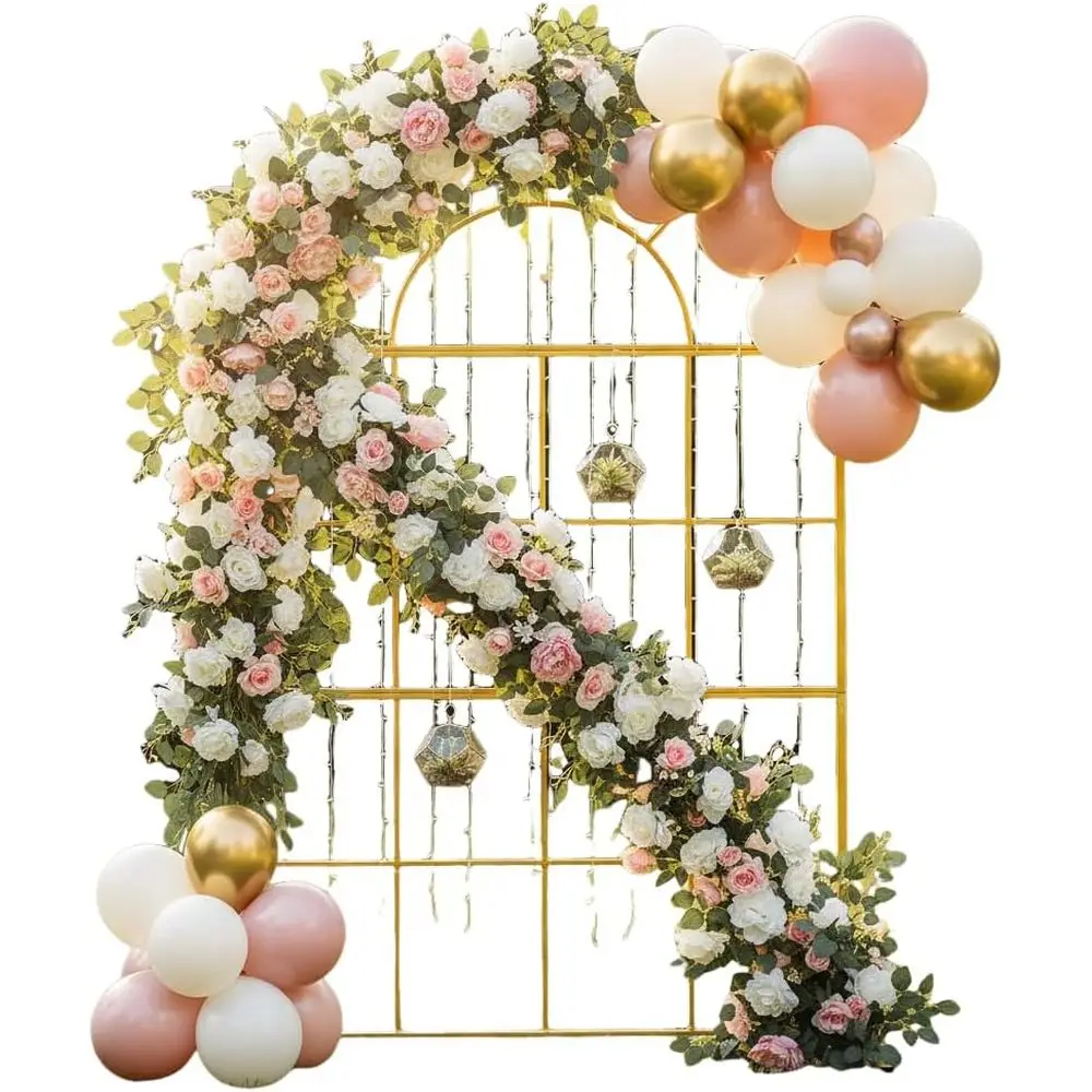 ゴールドメタルウェディングアーチ、高さ6.5フィートのセレモ - Wedding Balloon Arch のレビューと価格
