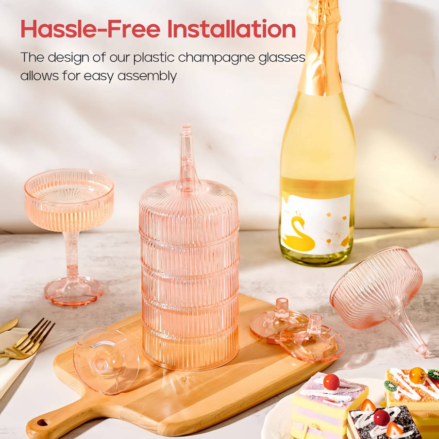 4～6段のプラスチック製シャンパンタワー、7オンスの透明アク - Champagne Tower Set のレビューと価格