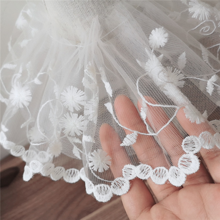 白いチュールメッシュ,幅12cm,3dフラワーレース刺繍生地 - Wedding Water Supply のレビューと価格