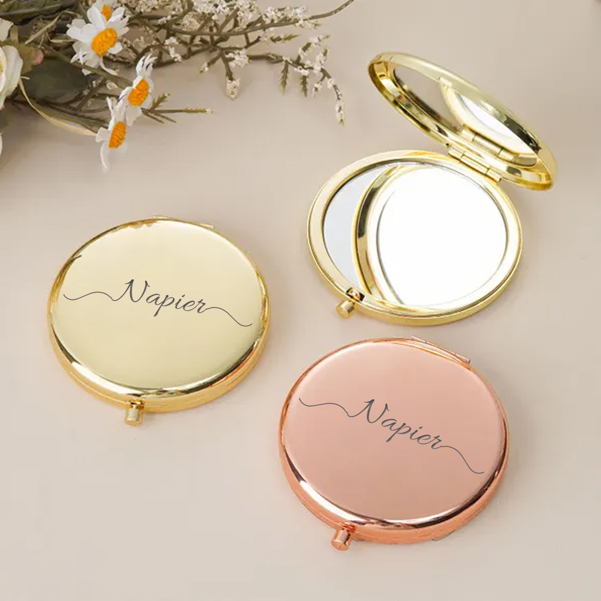 1pc 素敵なネイピア例カスタムテキスト折りたたみミラーポケ - Wedding Packaging のレビューと価格