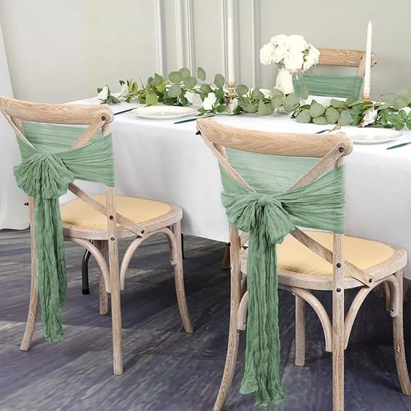 セージグリーンチーズクロスの椅子ベルト,素朴な装飾,デザイン - Wedding Ceremony Supply のレビューと価格