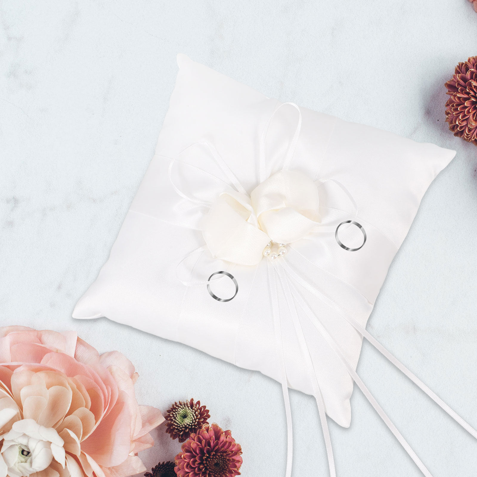 ホワイト 20x20cm リングピロー 結婚式用 ポケットサ - Ring Bearer Pillow のレビューと価格